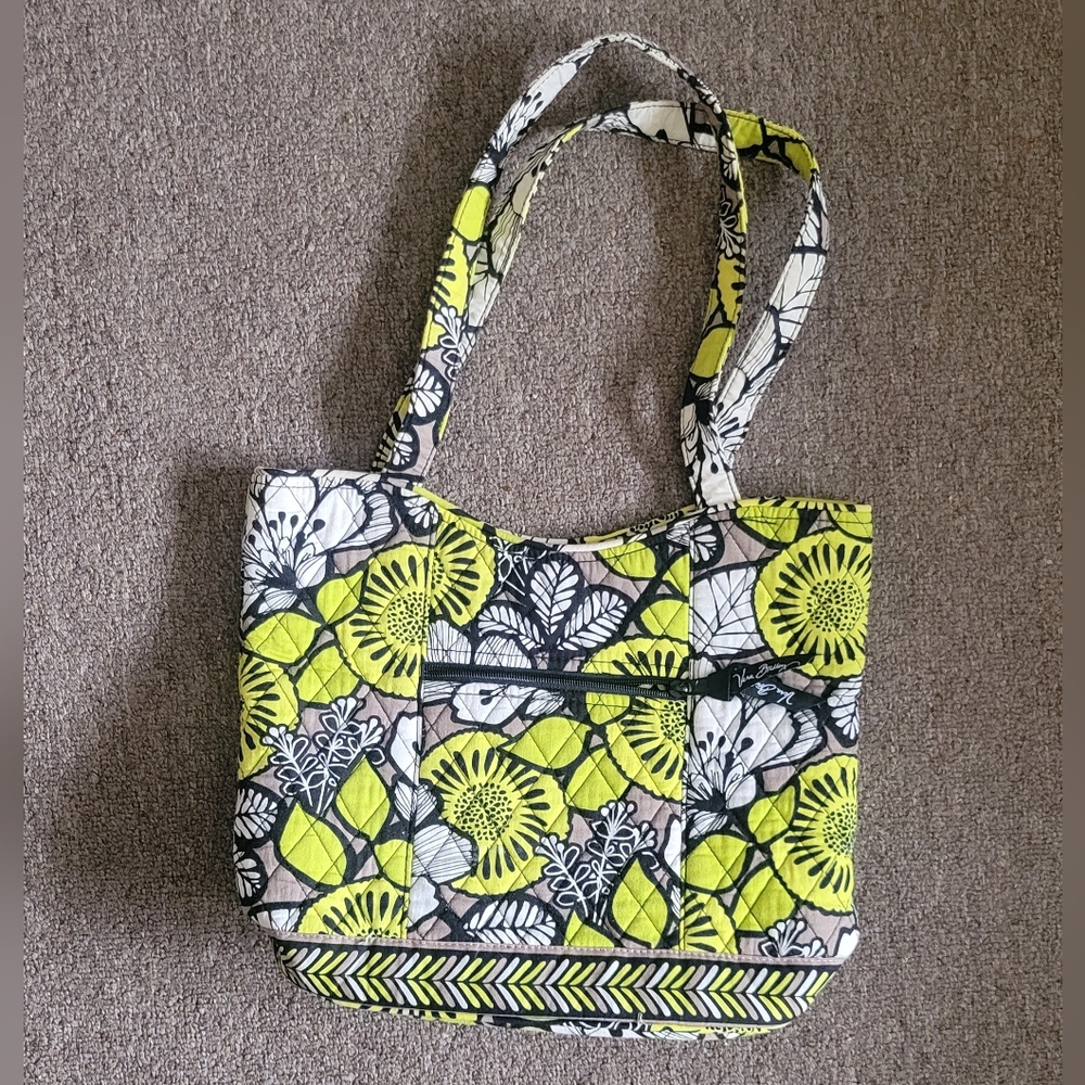 NWOT Vera Bradley Curvy Tote Citron Black/ Citrus/ White /Gray
